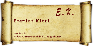 Emerich Kitti névjegykártya